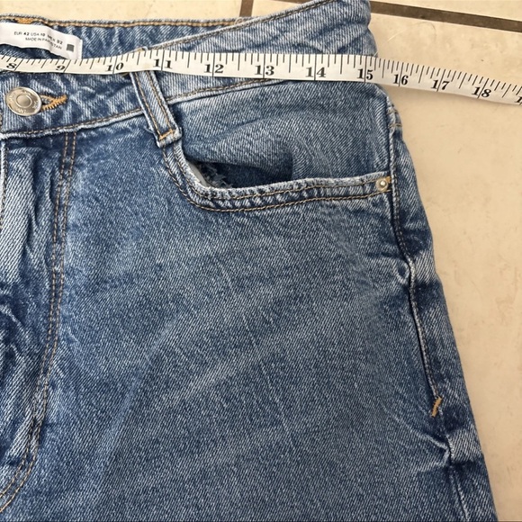 Zara Jeans Women’s Pants Sz 10 Blue The High Rise Straight Denim Stretch - Picture 3 of 7